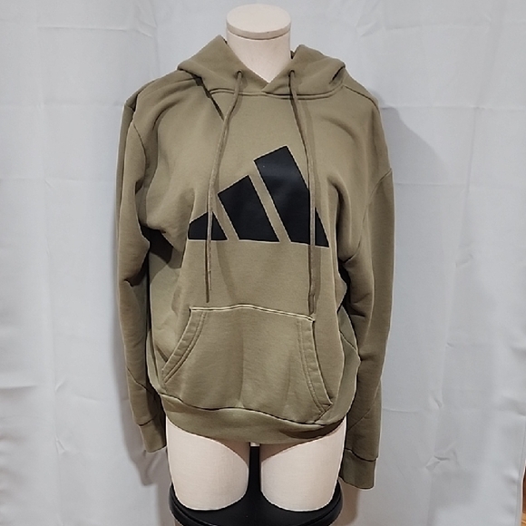 adidas Olive Hoodie with Black Logo - Picture 1 of 2